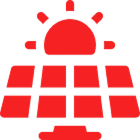 Solar energy symbol in red