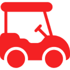 Simple red golf buggy silhouette