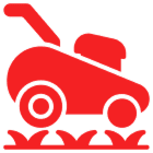 Red garden mower graphic design